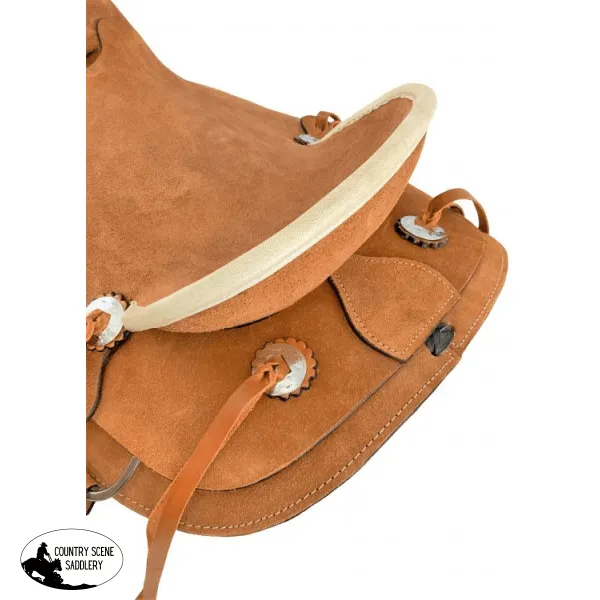 13" Youth Roping Style Western Hard Seat Saddle Rough out . (Semi-QH Bars)