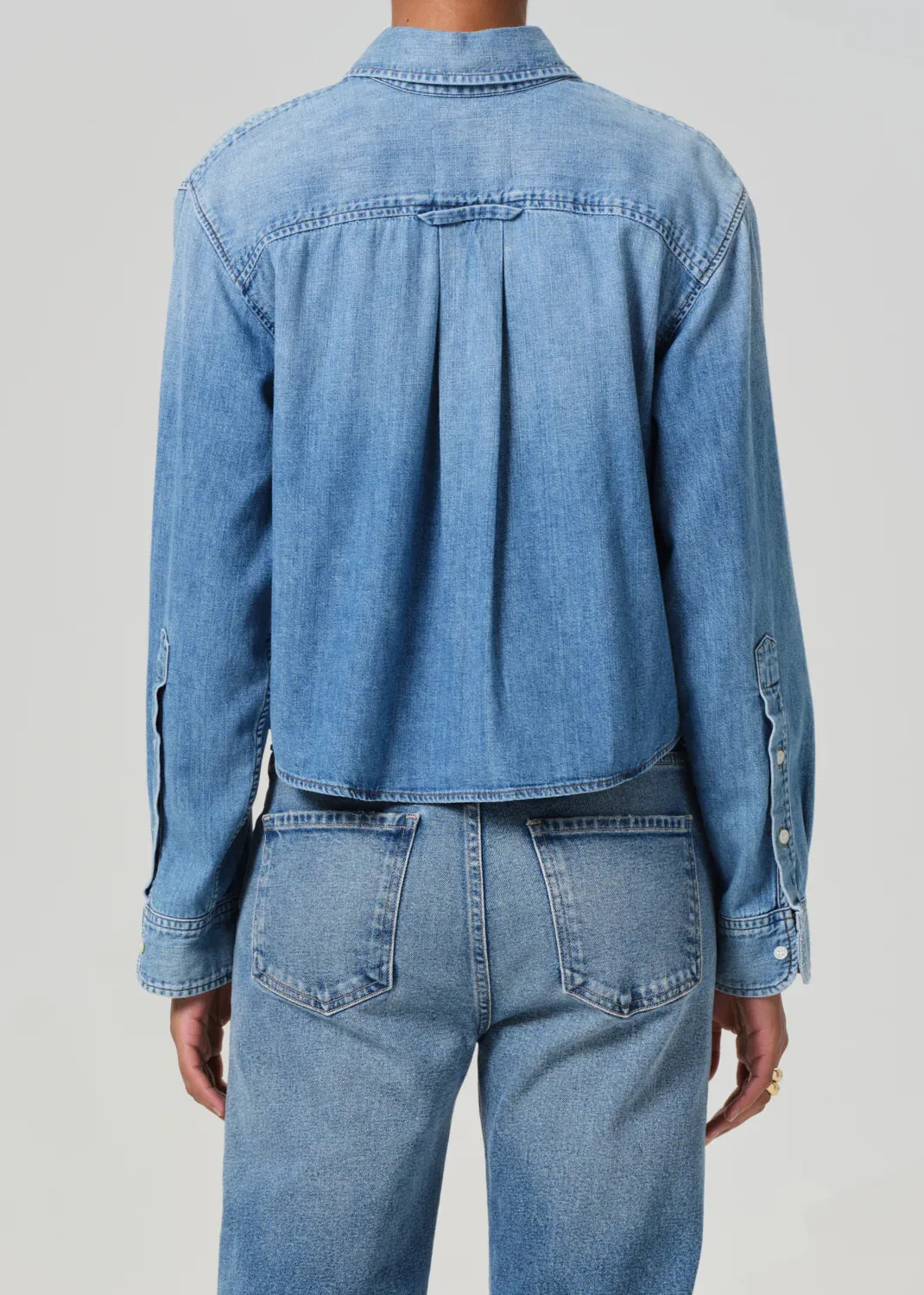 Baby Shay Cropped Shirt in Carolina Blue