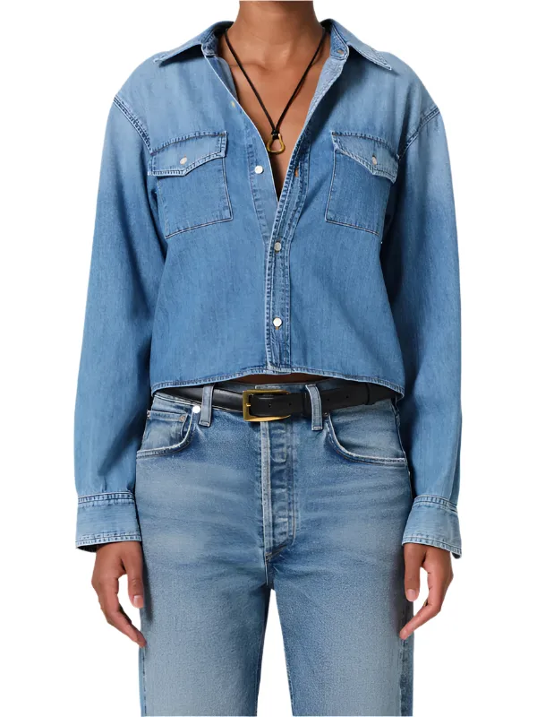 Baby Shay Cropped Shirt in Carolina Blue