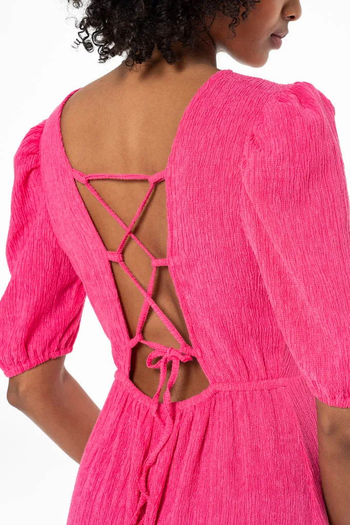 Back Lace Up Midi Dress _ 141415 _ Pink