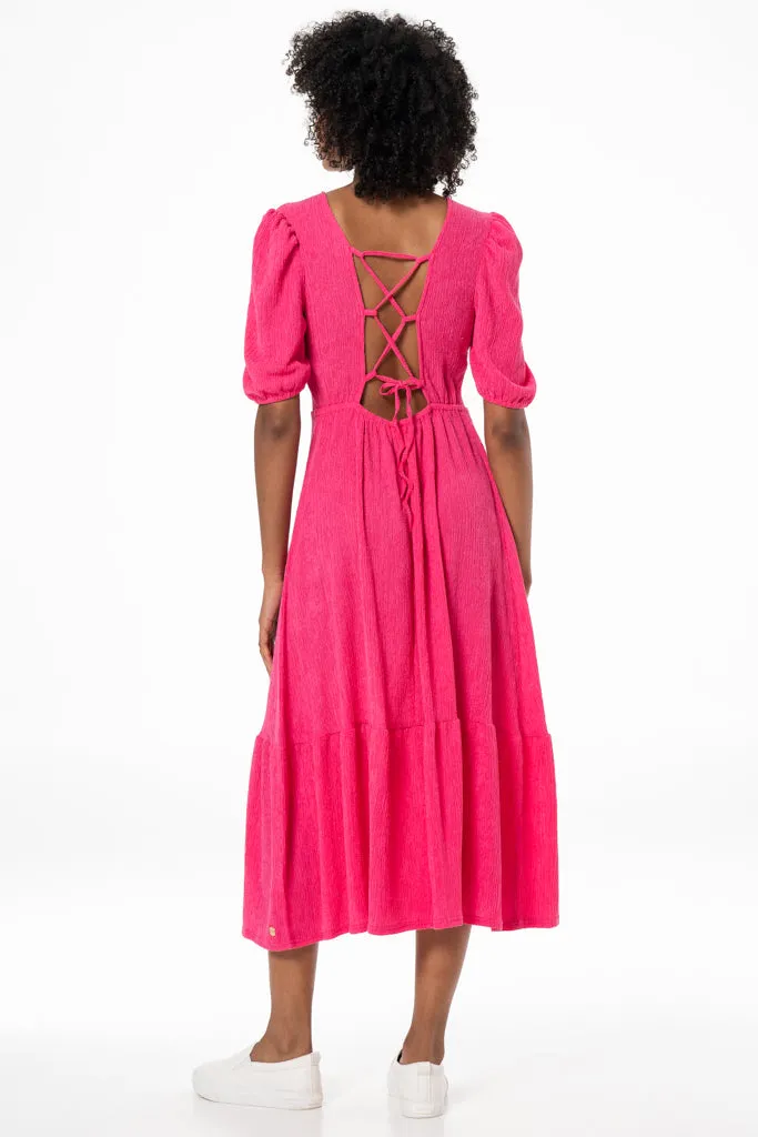Back Lace Up Midi Dress _ 141415 _ Pink
