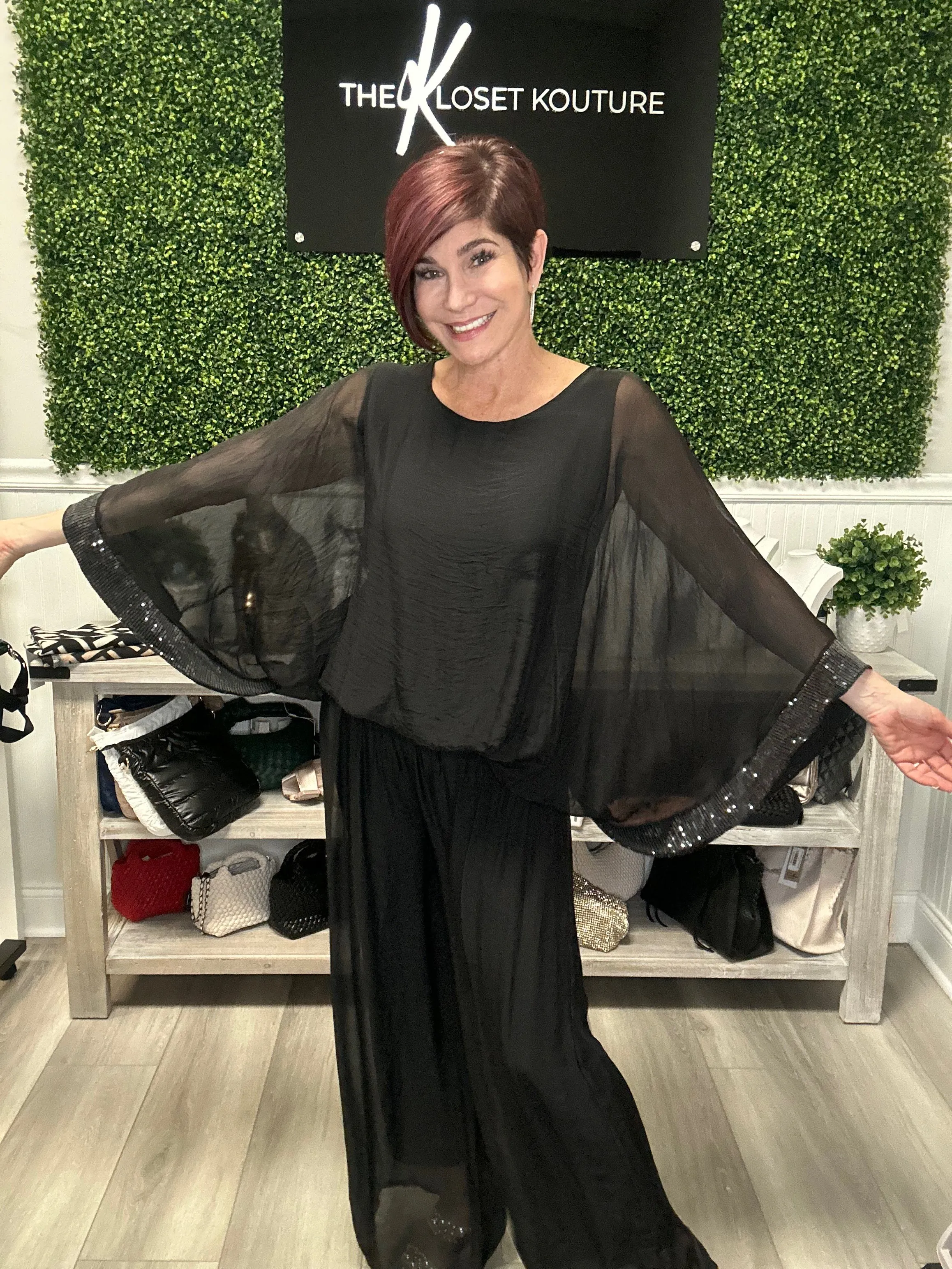 Banded Butterfly Sequins Top