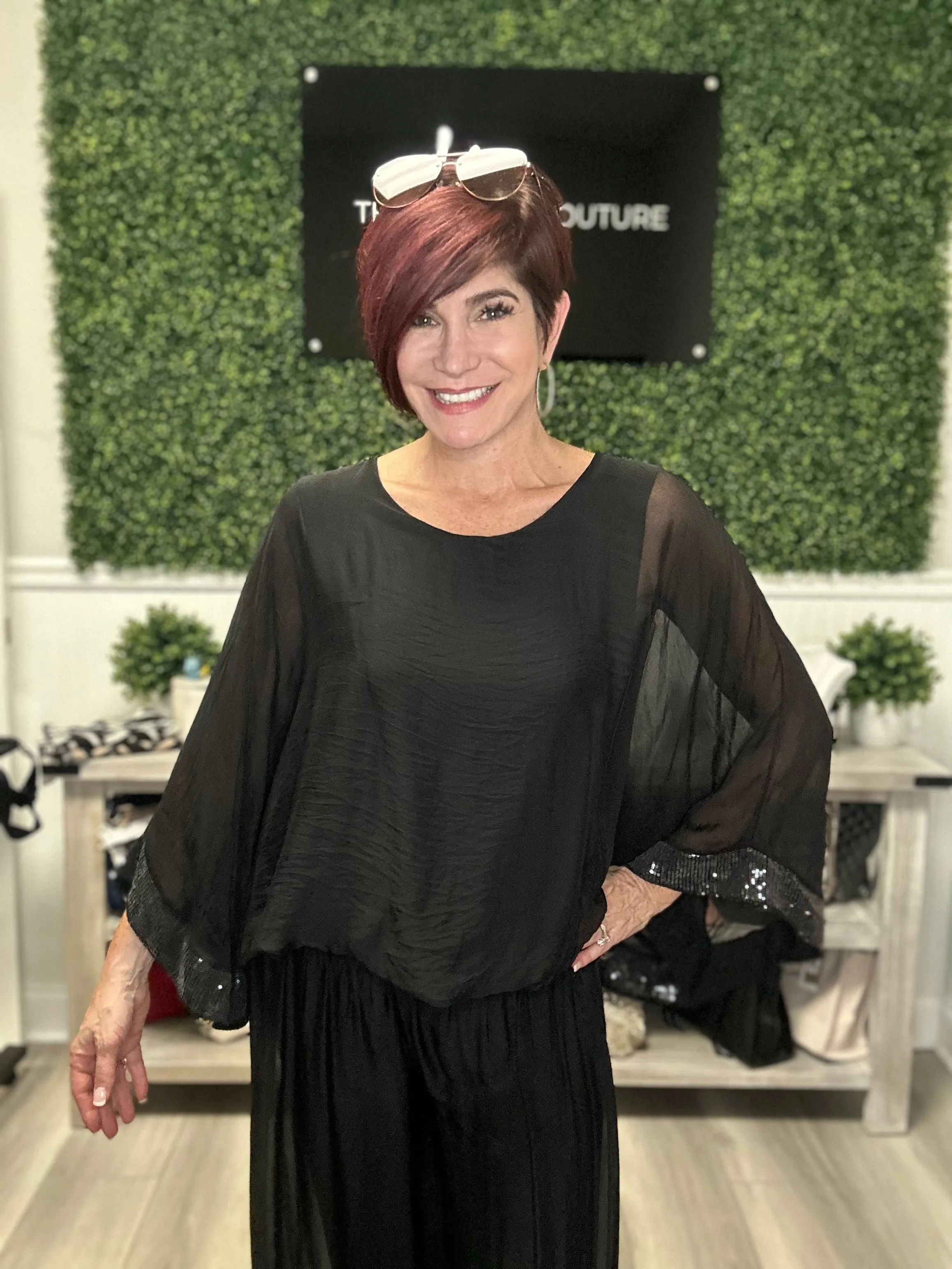 Banded Butterfly Sequins Top