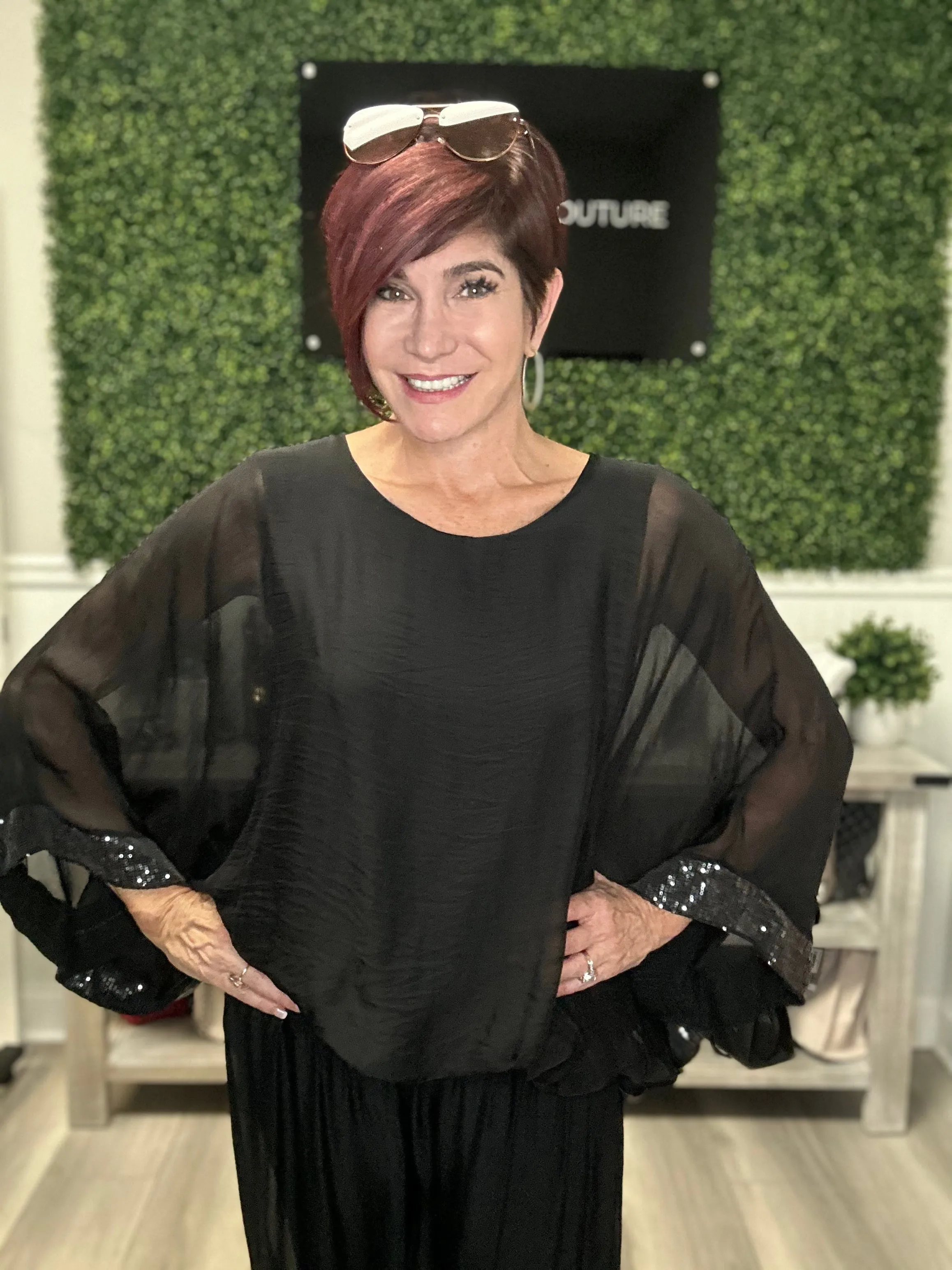 Banded Butterfly Sequins Top