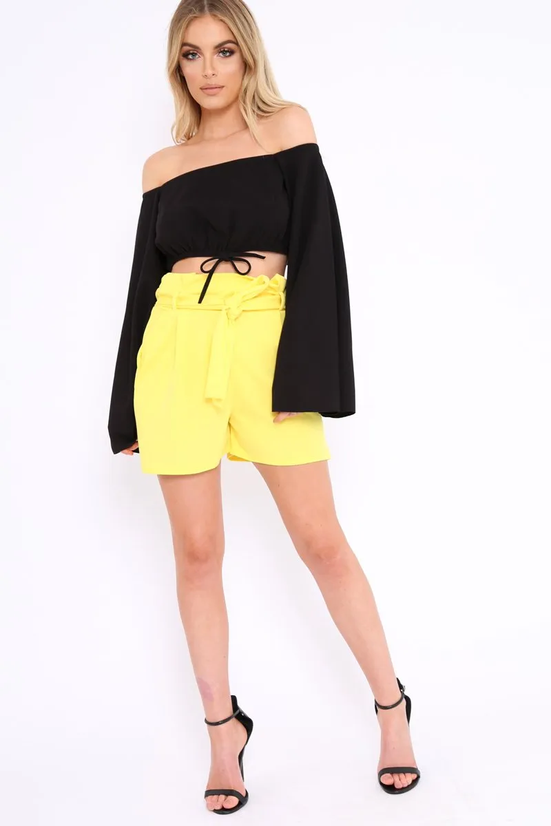 Black Extreme Flared Sleeved Crop Top - Dalis
