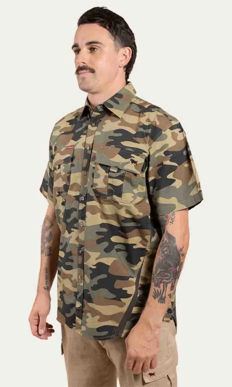 Bulgarra Mens Ripstop Full Button Work Shirt Camo