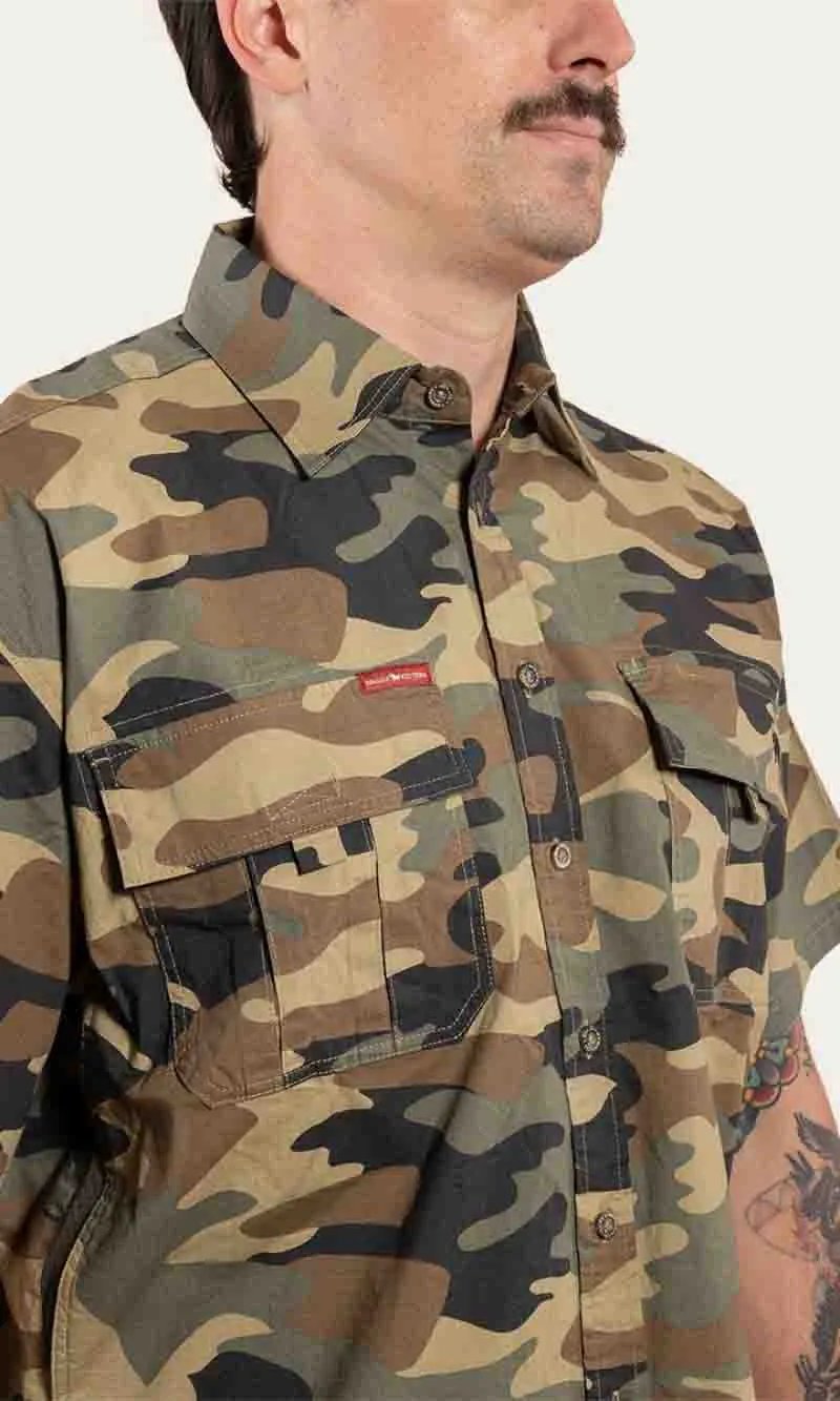 Bulgarra Mens Ripstop Full Button Work Shirt Camo