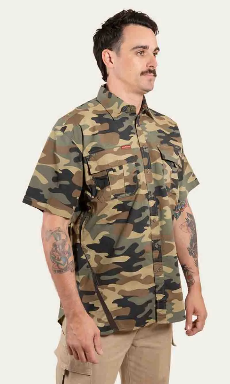 Bulgarra Mens Ripstop Full Button Work Shirt Camo