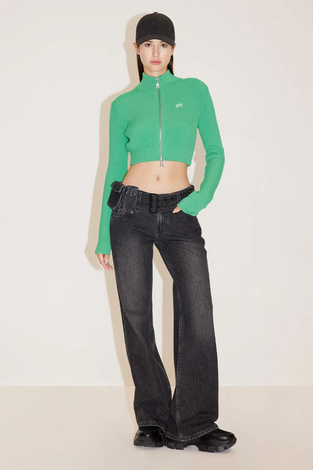 Cargo Flared Jeans With Detachable Belt