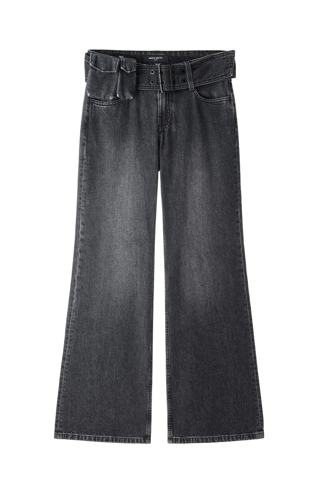 Cargo Flared Jeans With Detachable Belt