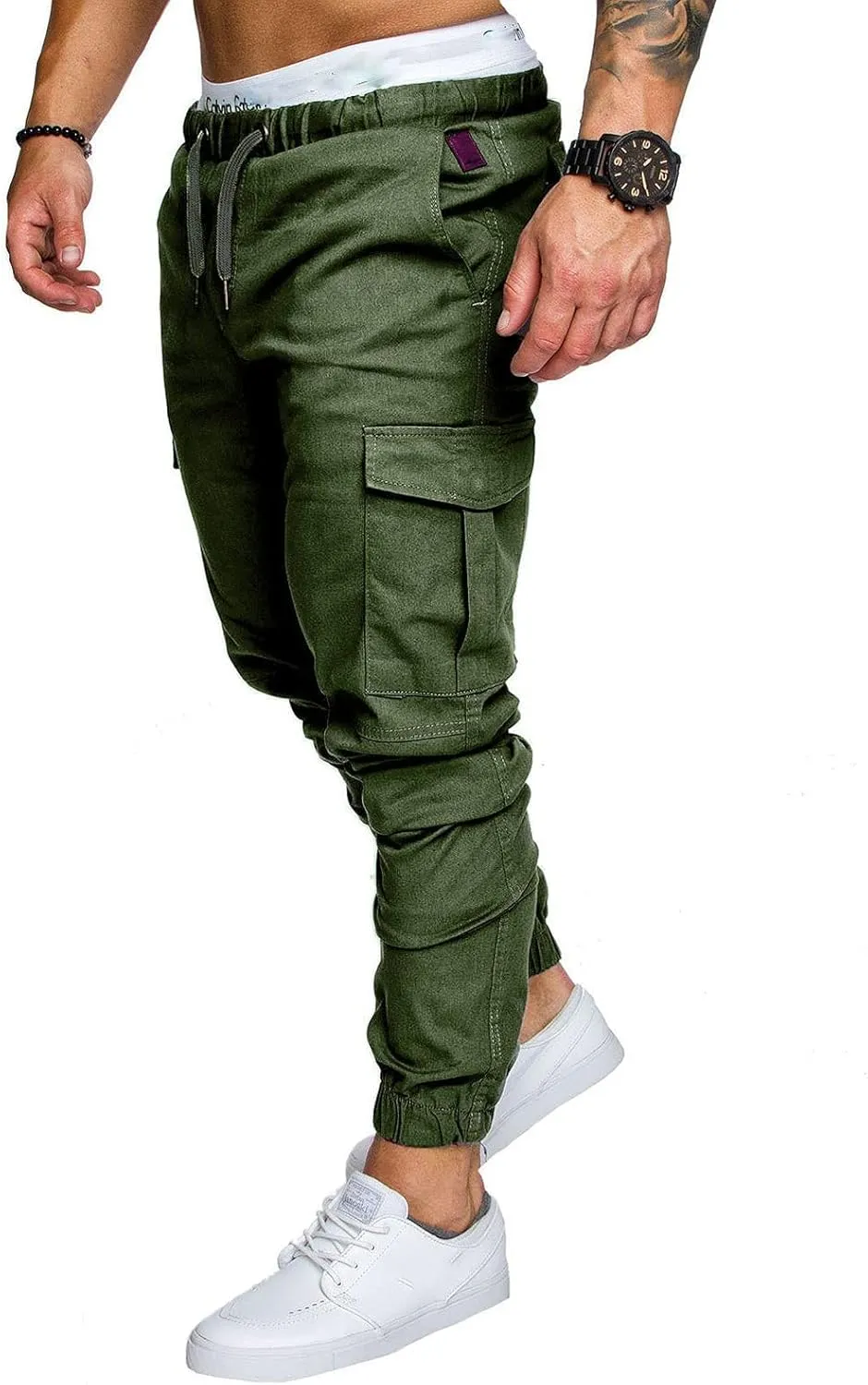 Cargo Pants for Men Drawstring Pants Slim Fit Casual Sweatpants Outdoor Lightweight Trousers Workout Sweat Pants