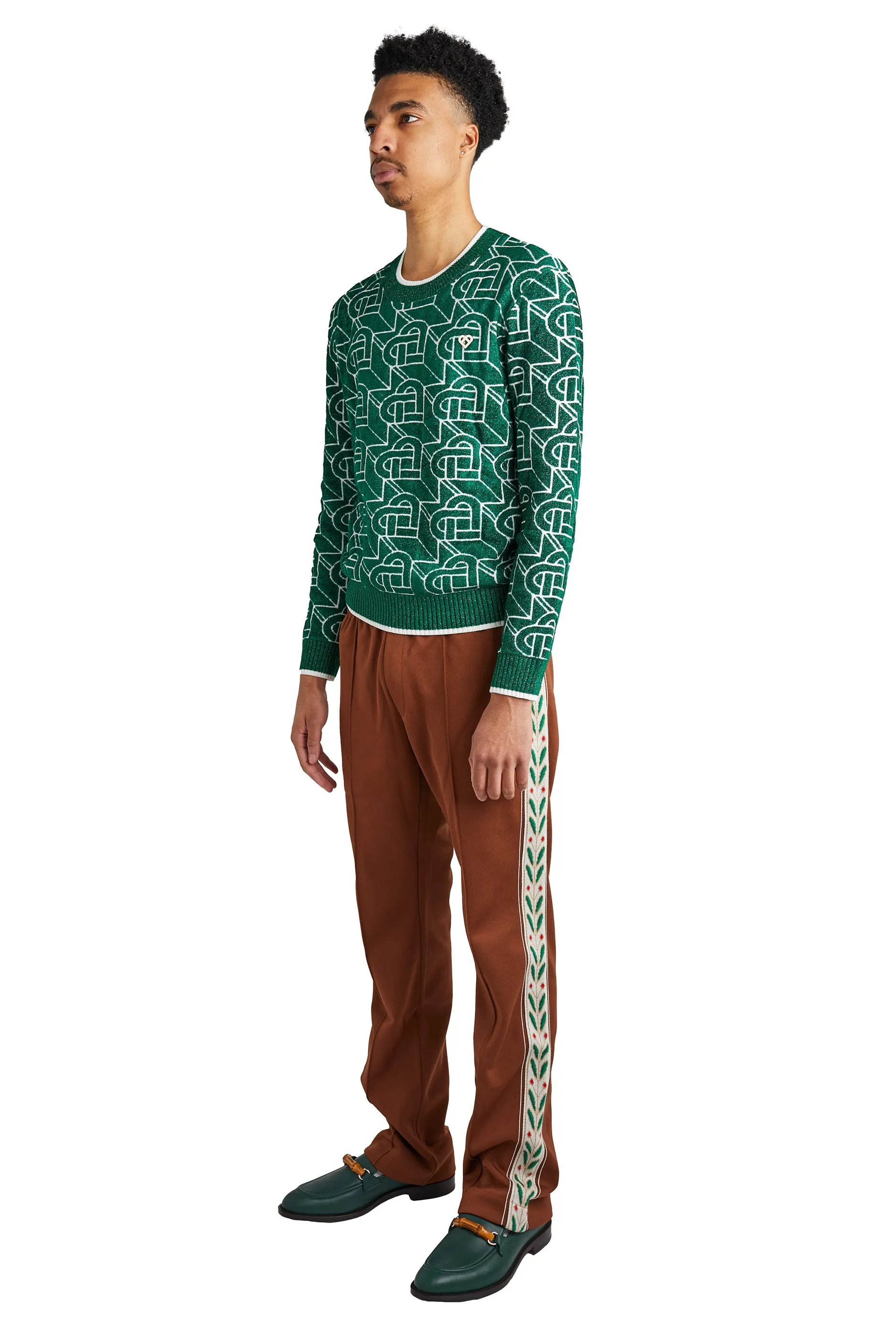 Casablanca Heart Monogram Crew 'Green/White'