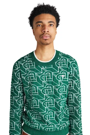 Casablanca Heart Monogram Crew 'Green/White'