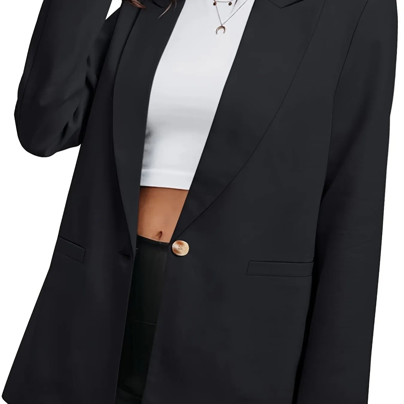 Casual Plus Size Long Sleeve Open Front Style Jacket Boyfriend Solid Blazer
