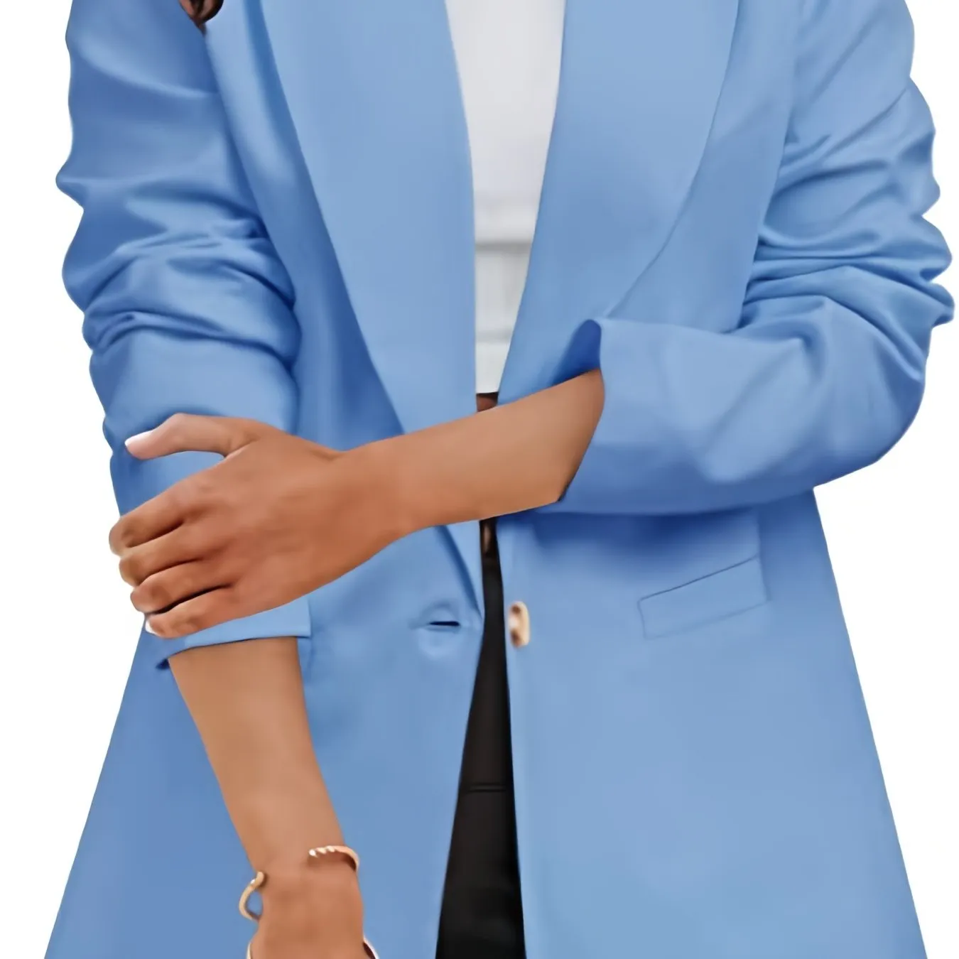 Casual Plus Size Long Sleeve Open Front Style Jacket Boyfriend Solid Blazer