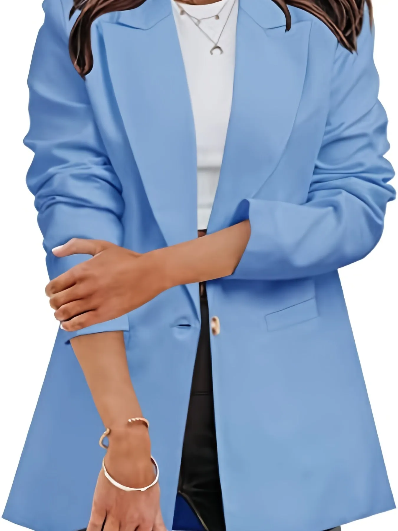 Casual Plus Size Long Sleeve Open Front Style Jacket Boyfriend Solid Blazer