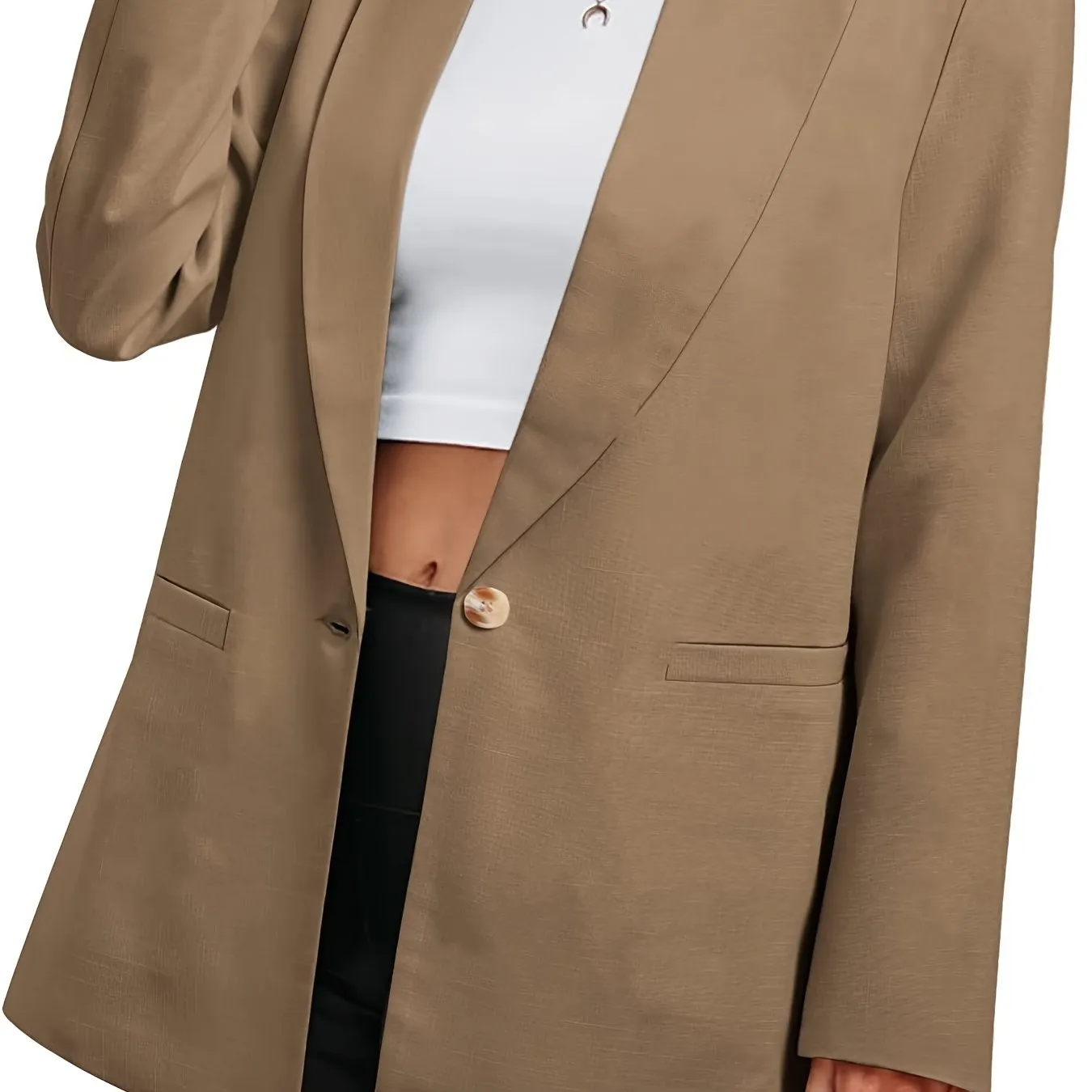 Casual Plus Size Long Sleeve Open Front Style Jacket Boyfriend Solid Blazer