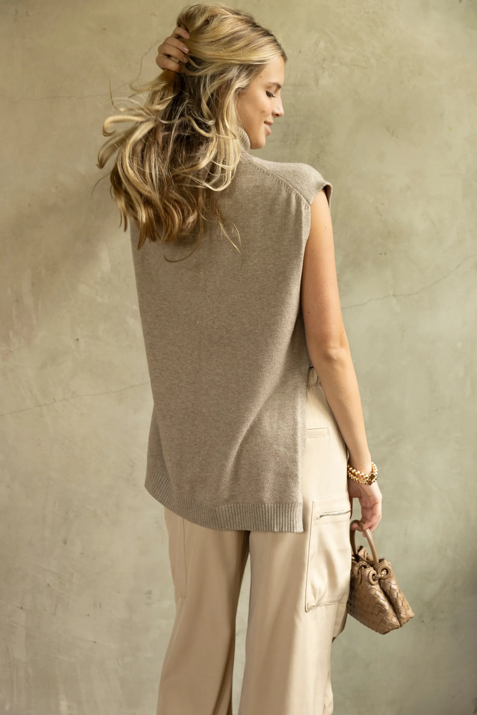 Clay Sleeveless Turtleneck Sweater