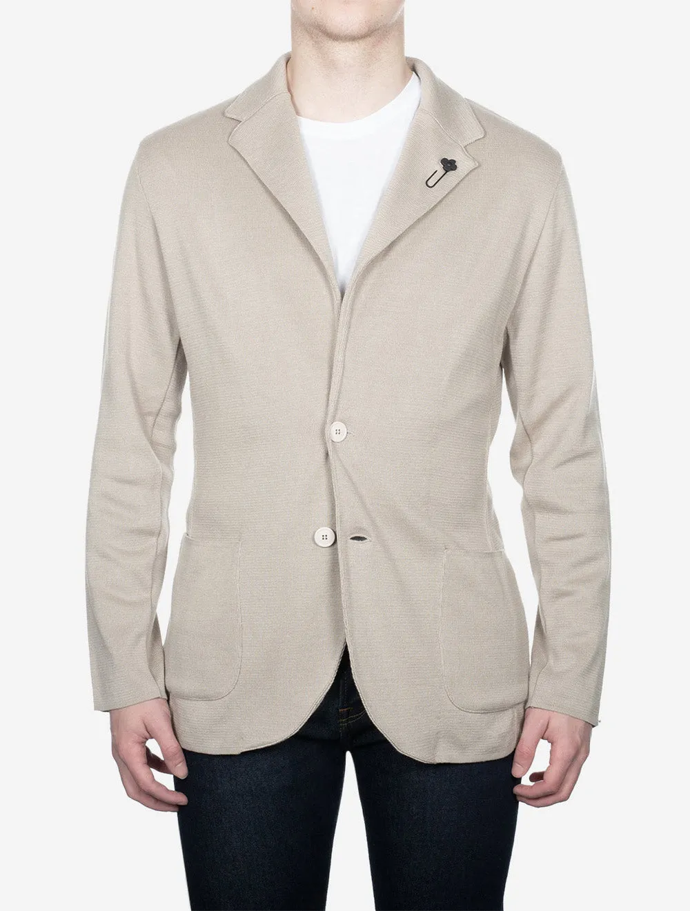 Cotton Knit Jacket Beige