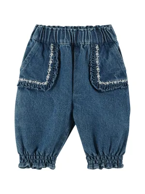 Embroidered Elastic Jeans