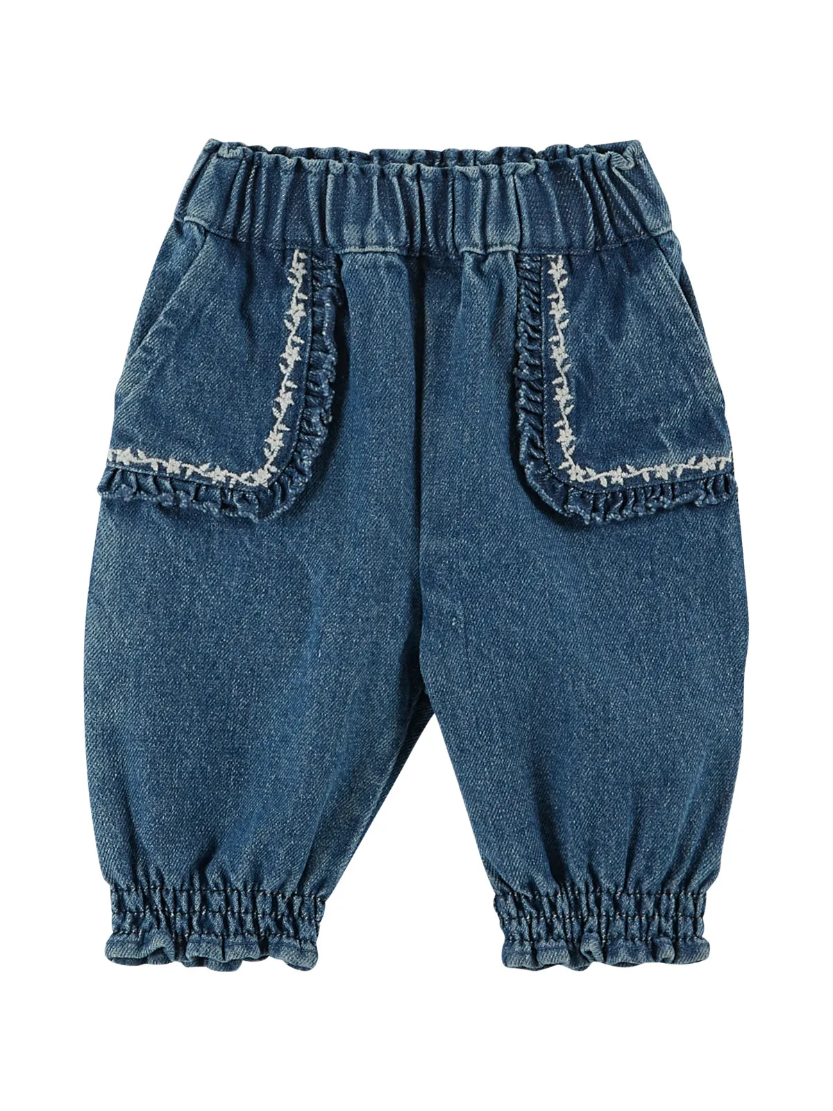 Embroidered Elastic Jeans