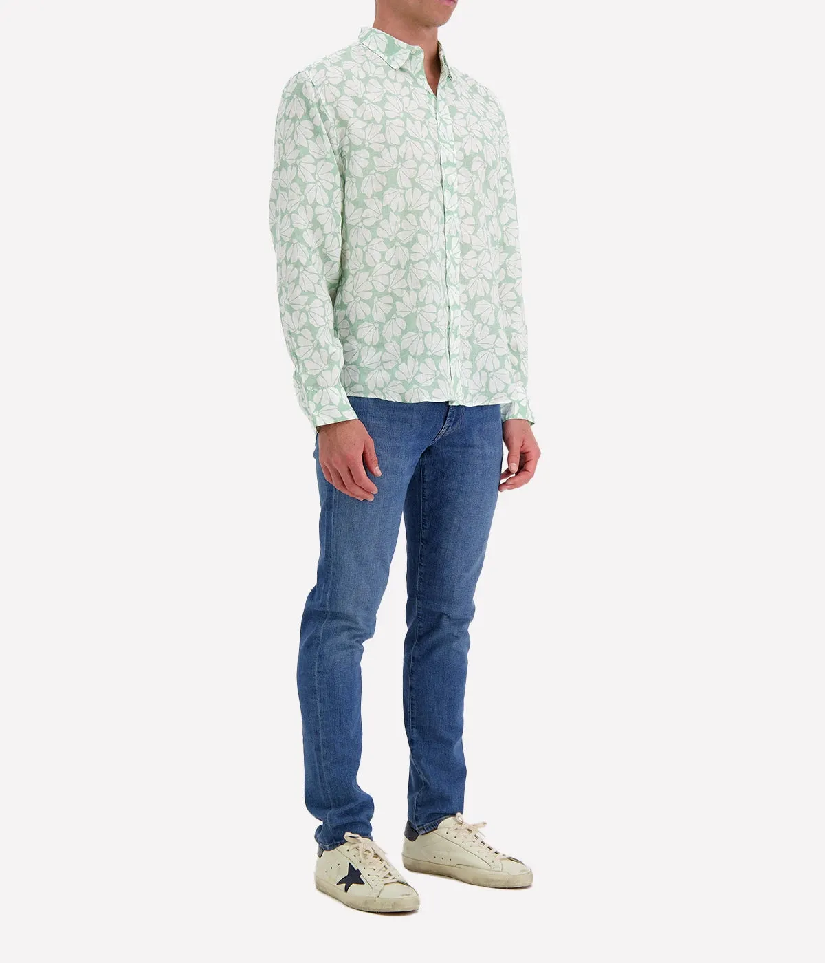 Finbar Woven Button Up Shirt in Mint Floral