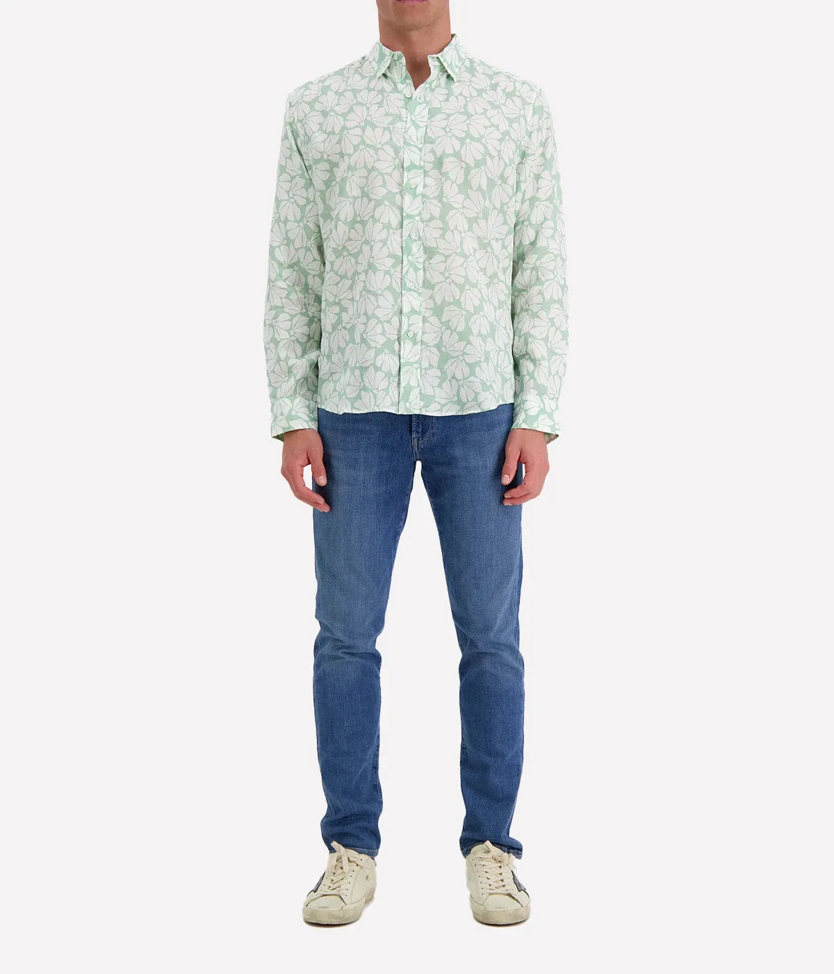 Finbar Woven Button Up Shirt in Mint Floral
