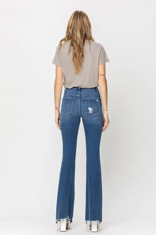 Flying Monkey High Rise Distressed Raw Hem Flare