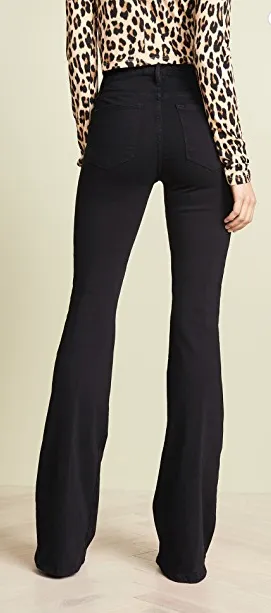 Le High Flare Jeans in Film Noir by Frame - Elegant Black Denim