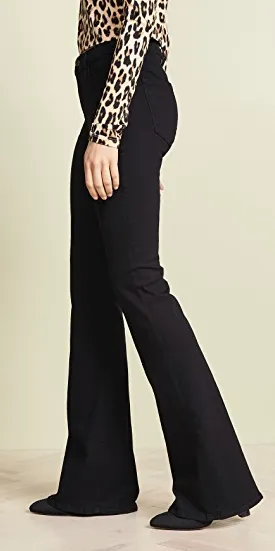 Le High Flare Jeans in Film Noir by Frame - Elegant Black Denim