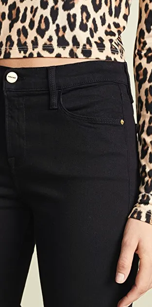 Le High Flare Jeans in Film Noir by Frame - Elegant Black Denim