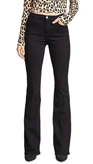 Le High Flare Jeans in Film Noir by Frame - Elegant Black Denim