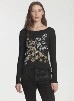 Graphic Riley LS Tee - Black Paisley Night Sky