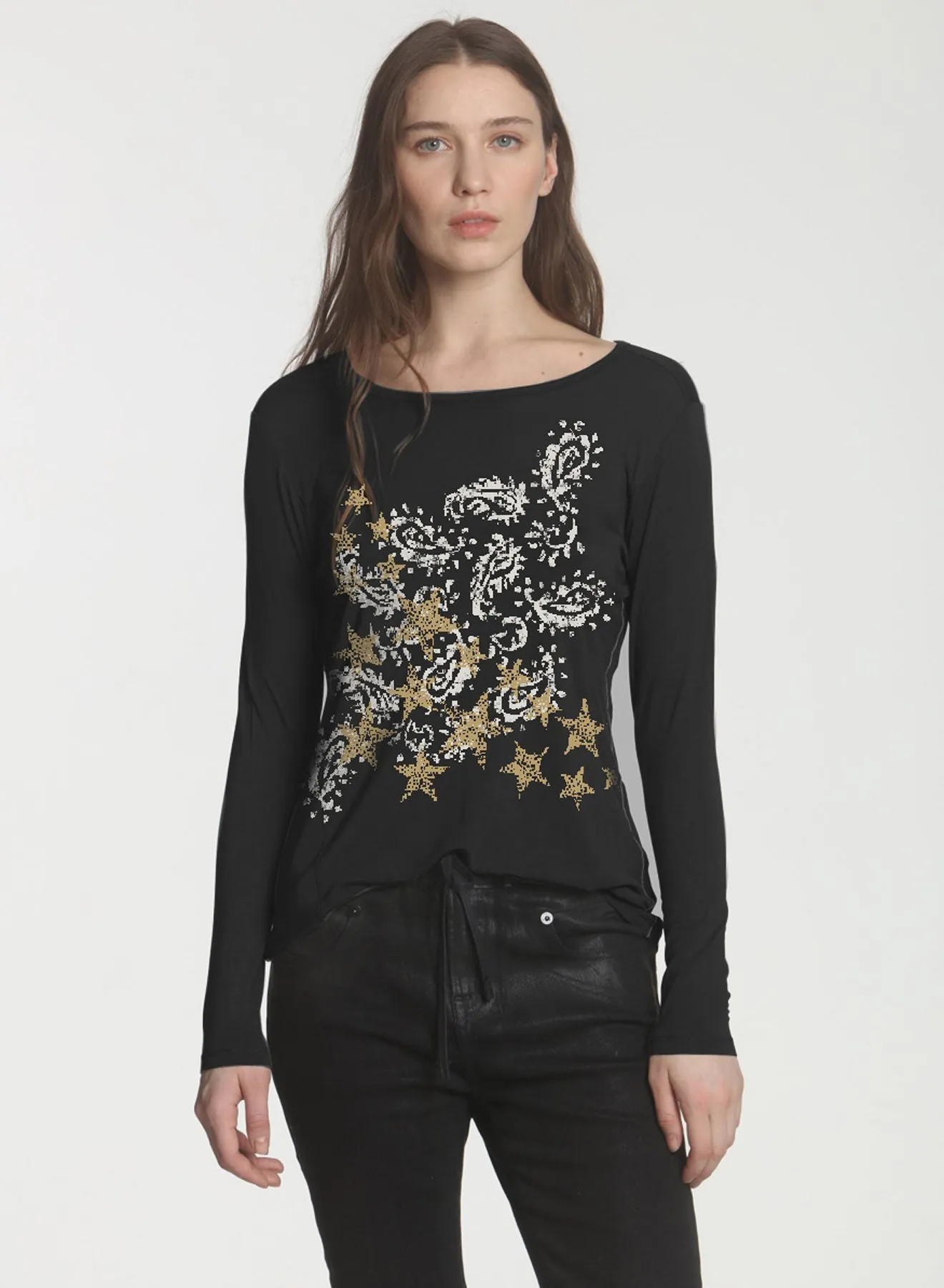 Graphic Riley LS Tee - Black Paisley Night Sky