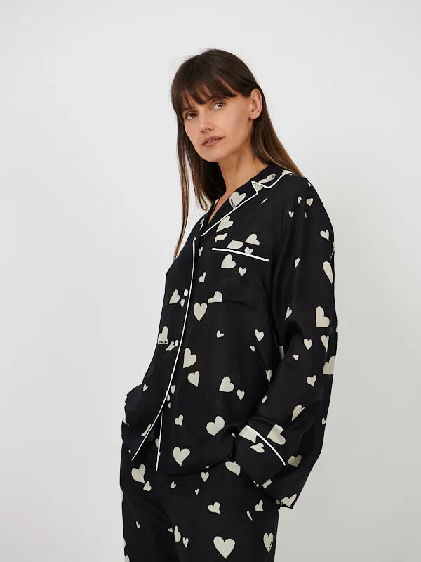 Heart Print Shirt in Black