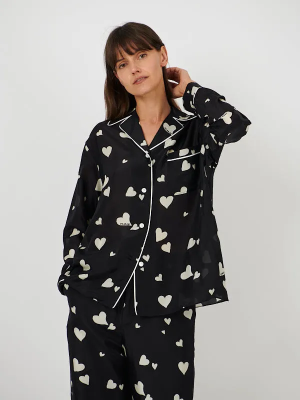 Heart Print Shirt in Black