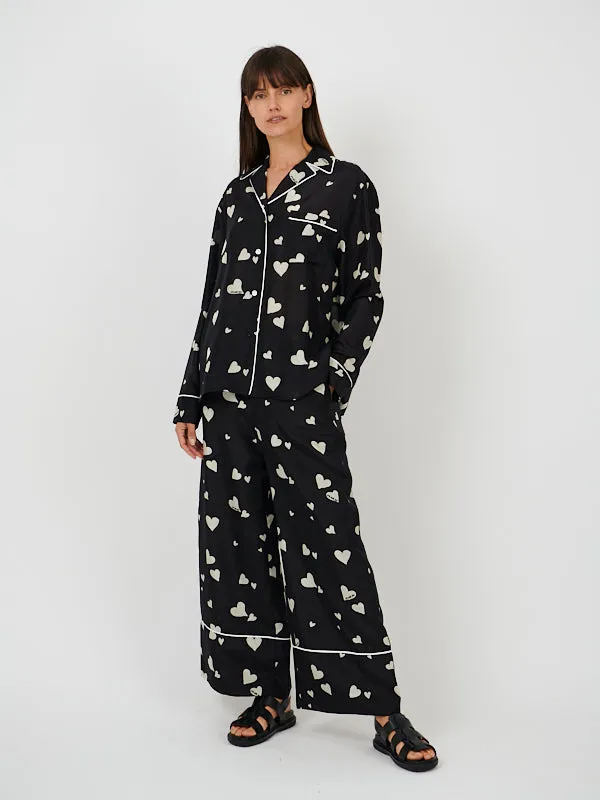 Heart Print Shirt in Black