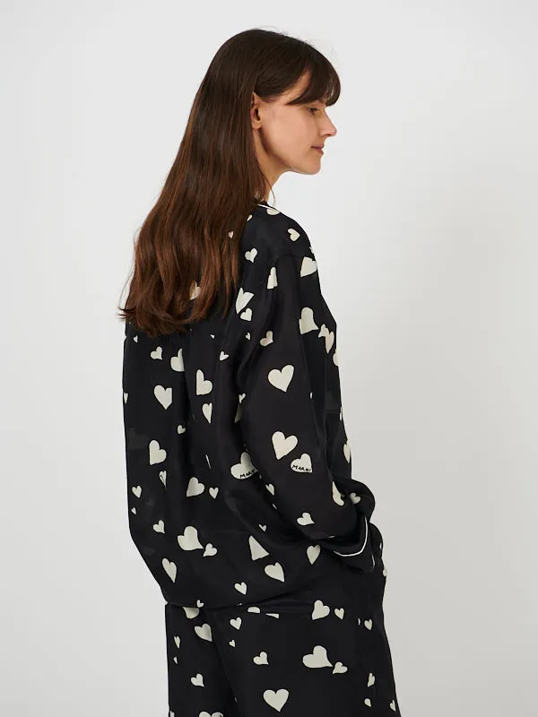 Heart Print Shirt in Black