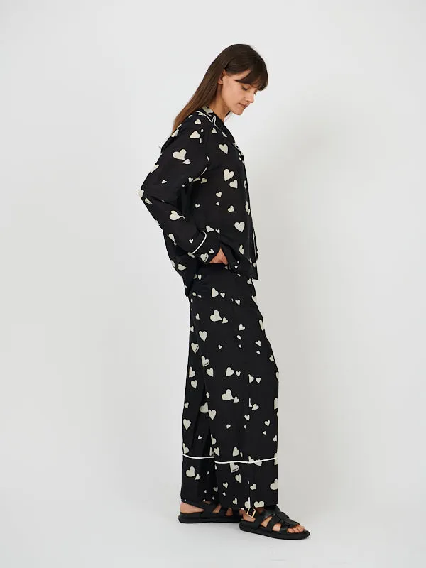 Heart Print Shirt in Black