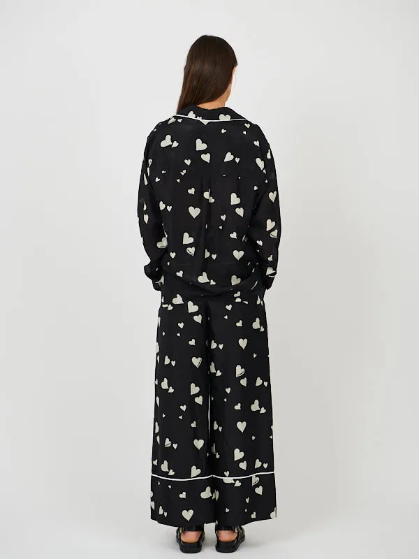 Heart Print Shirt in Black