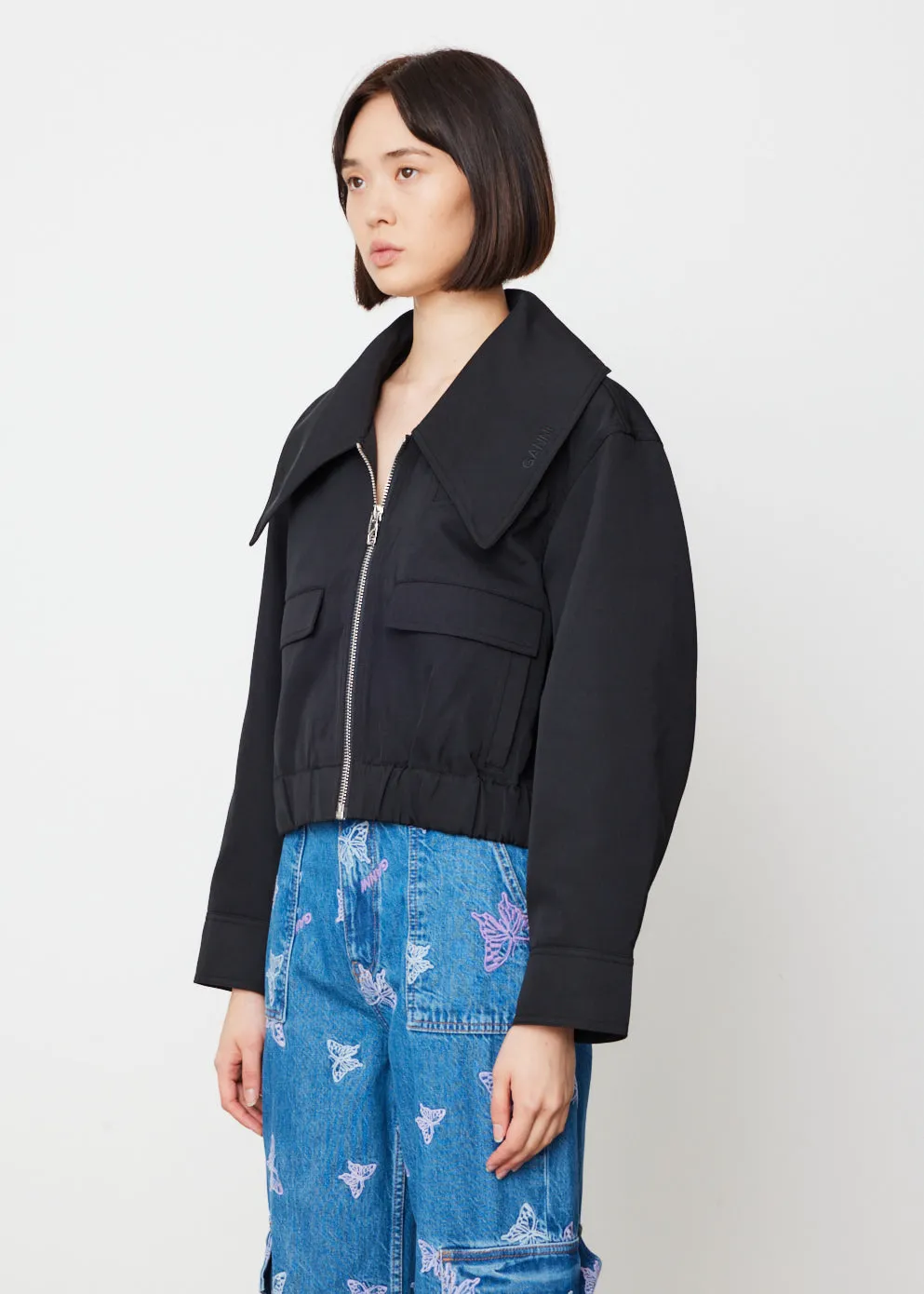 Heavy Twill Wide Collar Short Jacket