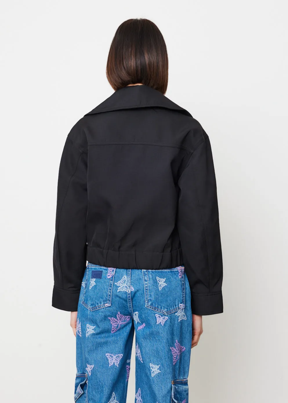 Heavy Twill Wide Collar Short Jacket