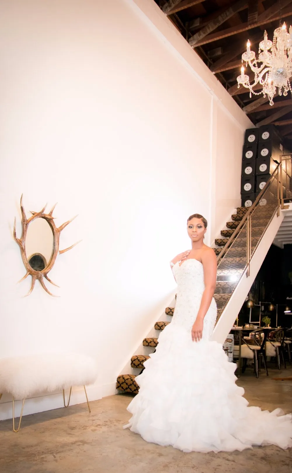 Ivory Fit and Flare Beaded Gown