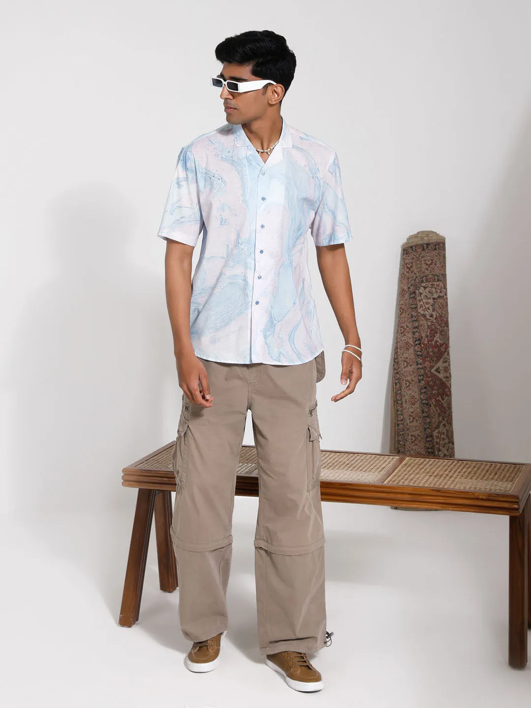 Jashvi Men's Lavender Cotton Ethnic Shirt