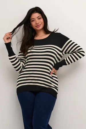 Kaffe Curve Lizzy Knit Jumper in Black/Beige