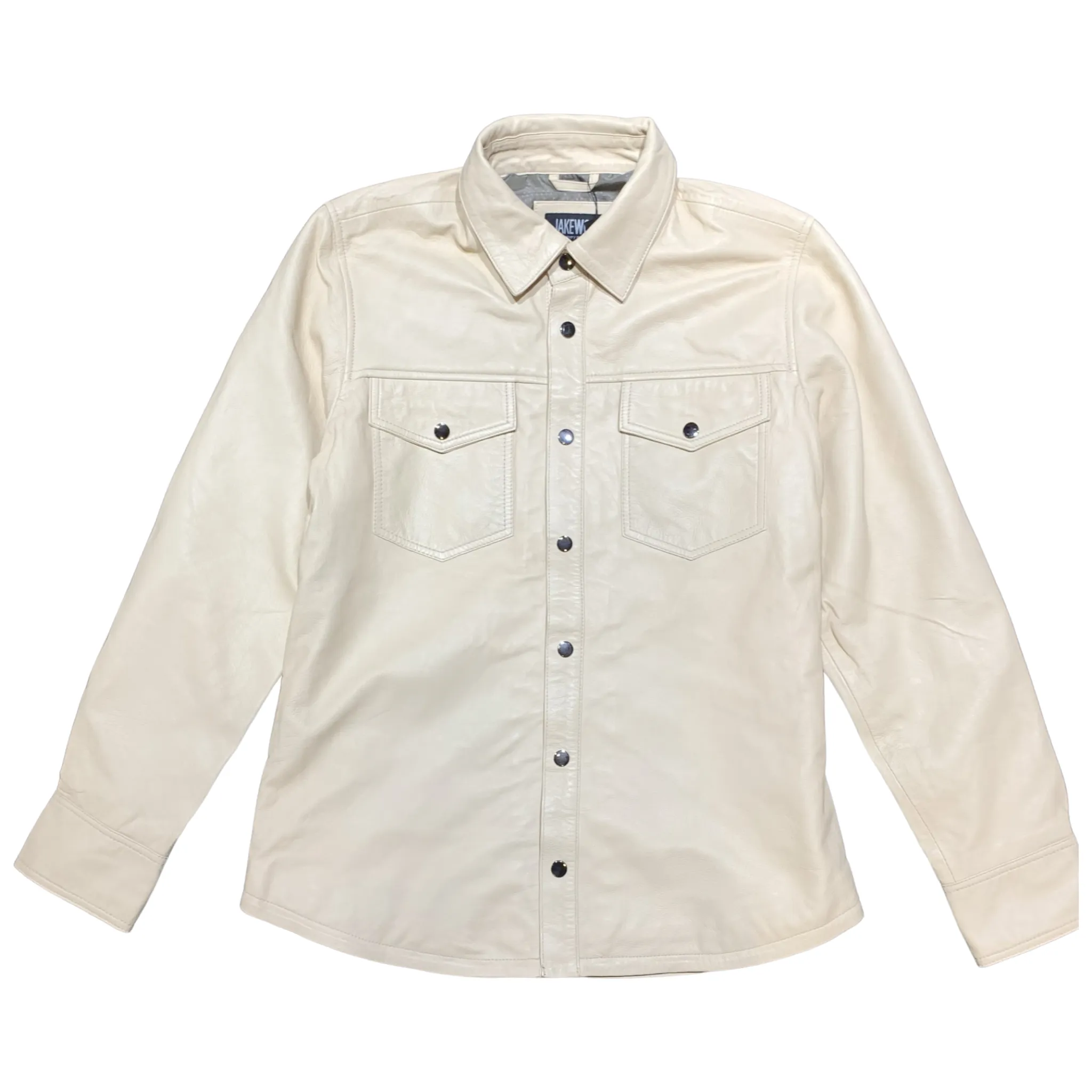 Kashani Men's Cream Lambskin Button-Up Shirt