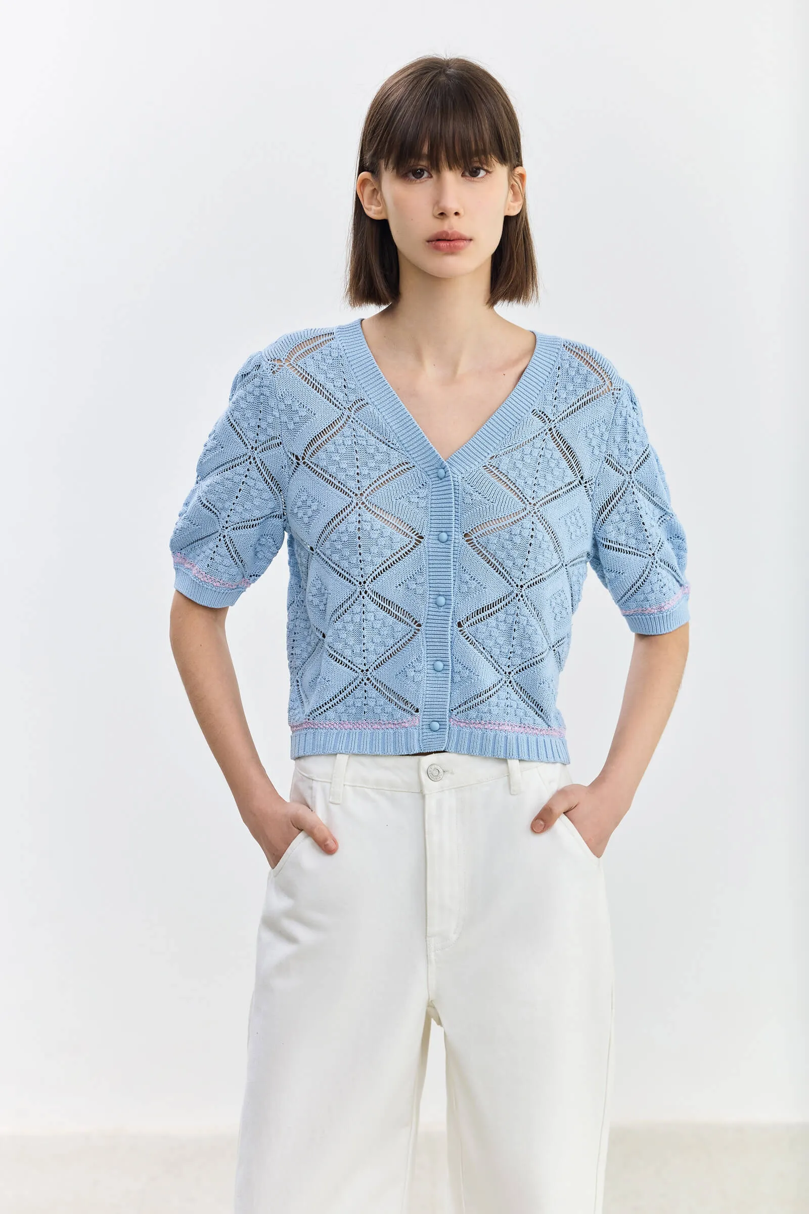 LILY Hollow Design Knitted Cardigan