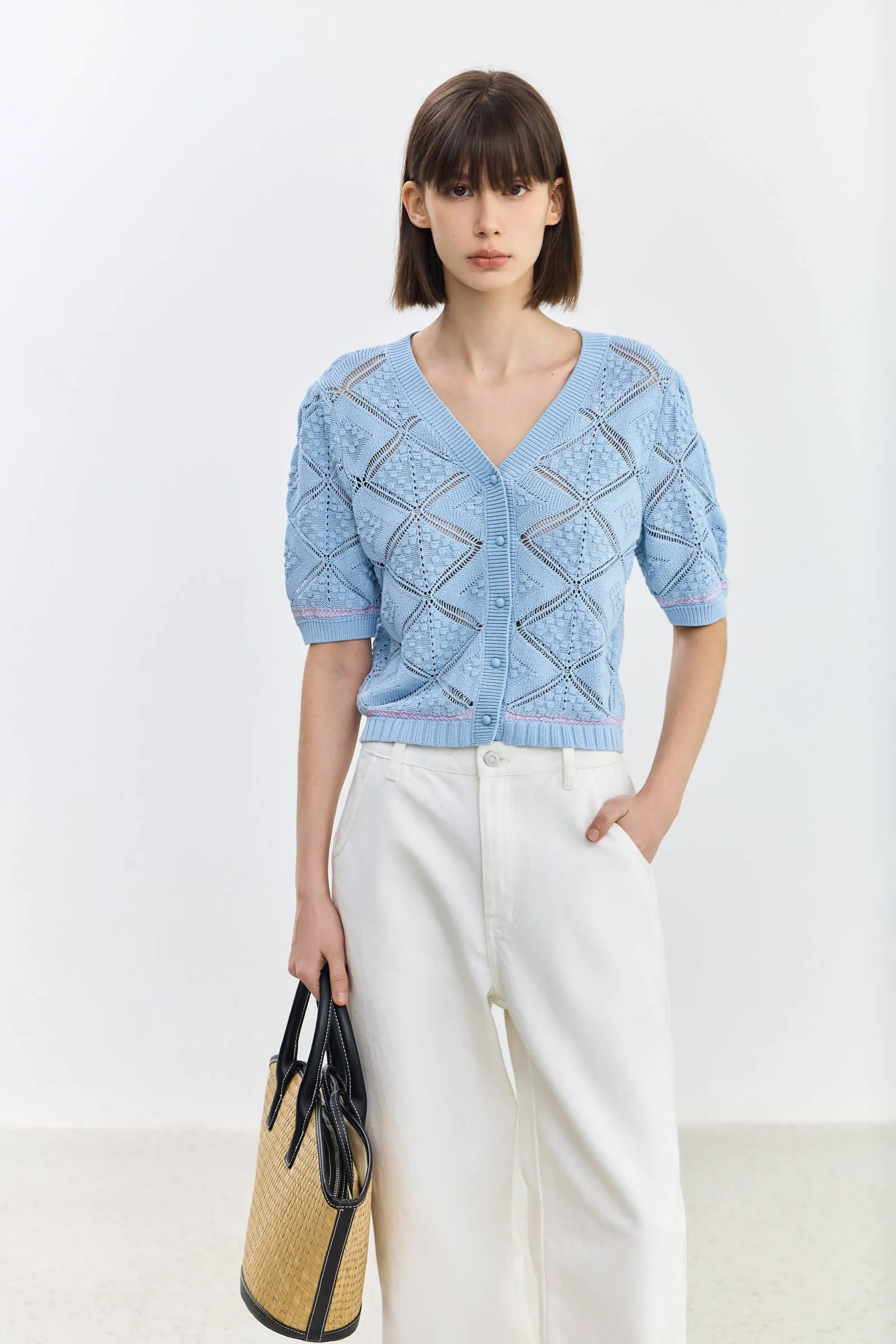 LILY Hollow Design Knitted Cardigan