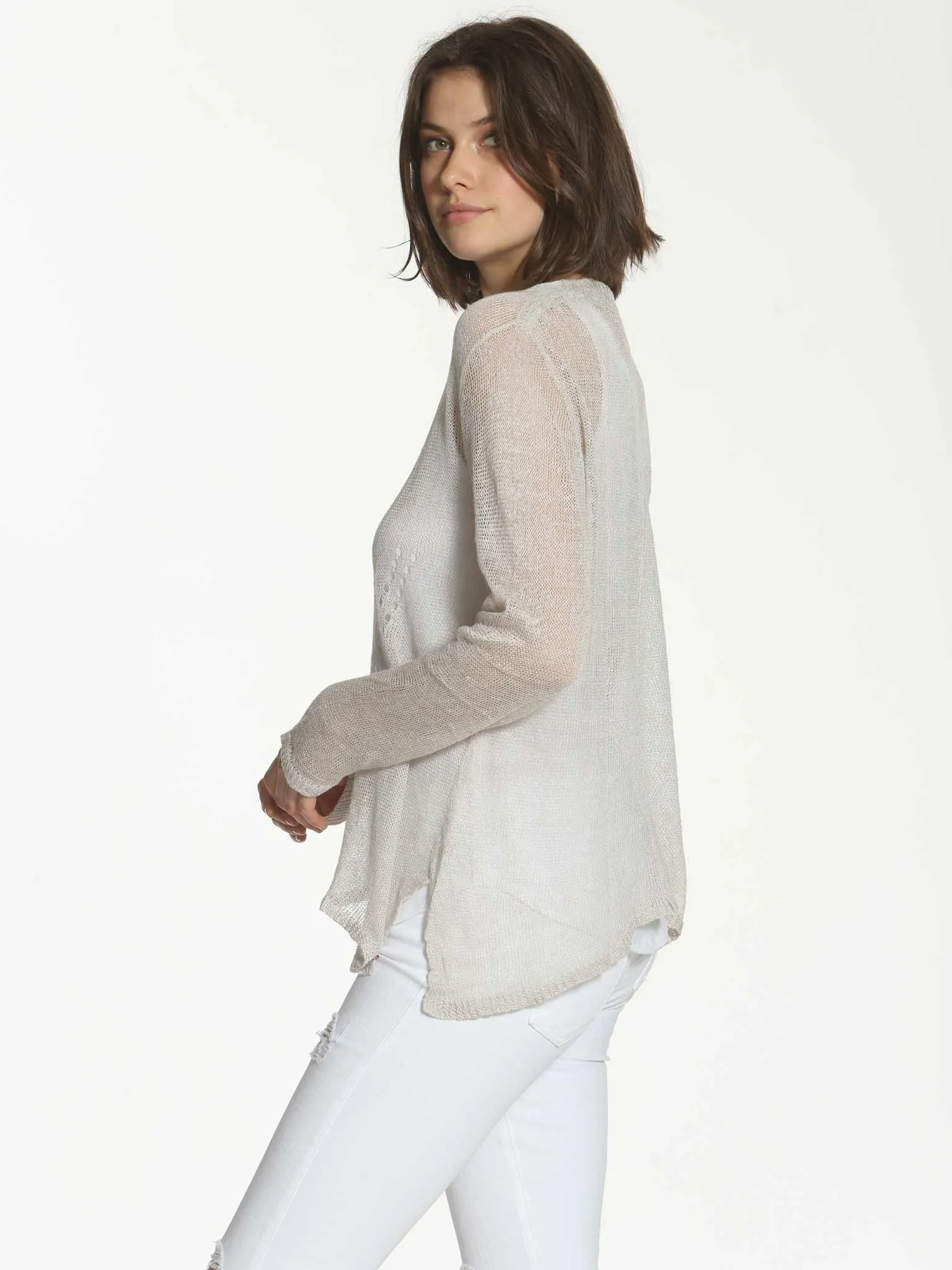 Linen Vee Tee - Cloud