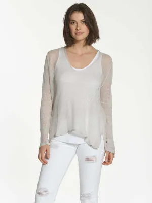 Linen Vee Tee - Cloud